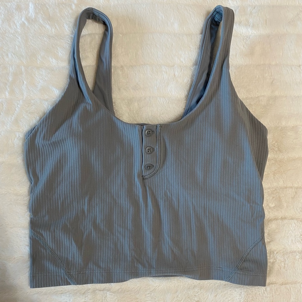 Gray Ribbed Tank Top - Picture 2 of 4